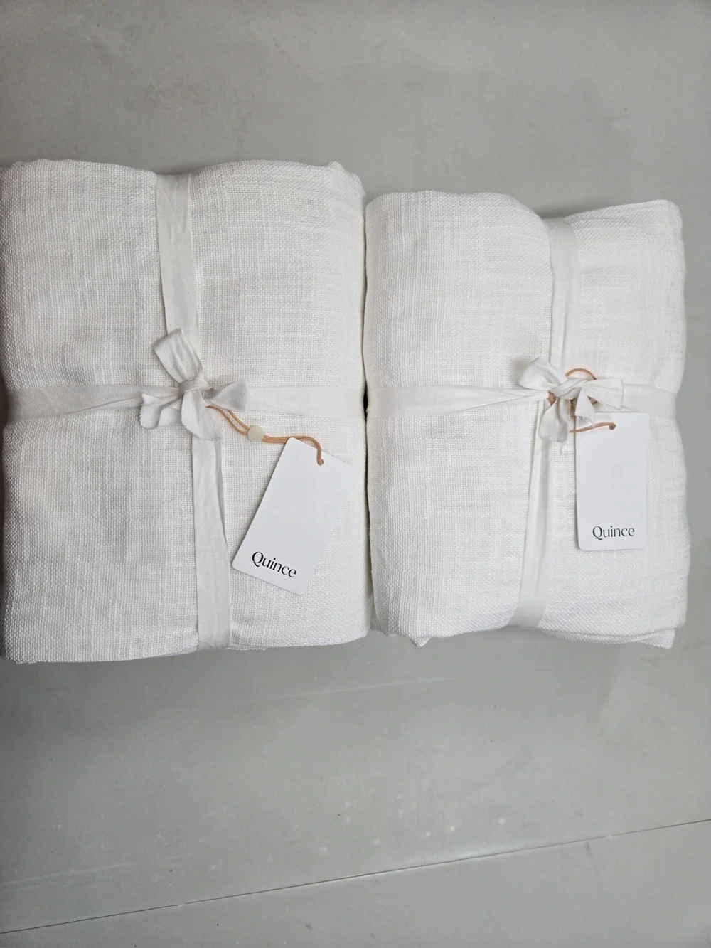 NWT QUINCE Set Of 4 48x96 Cotton Sheer Curtains White 0763